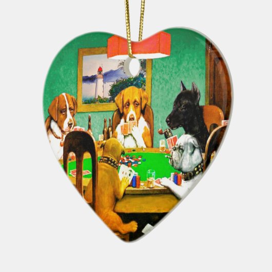 Dogs Playing Poker Keramisch Ornament (Links)