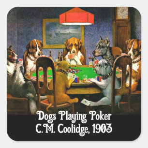 Dogs Playing Poker Vierkante Sticker