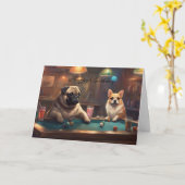 Dogs playing pool Happy Birthday from the team Kaart (Gele Bloem)