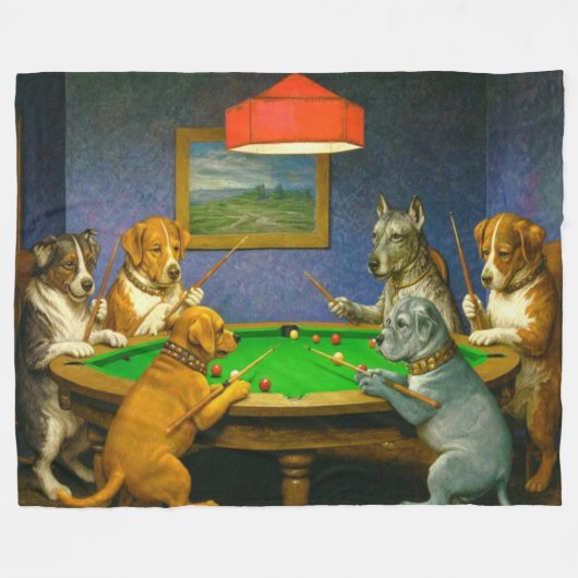 Dogs Playing Snooker Billiards Fun Spoof Fleece Deken (Voorkant (Horizontaal))