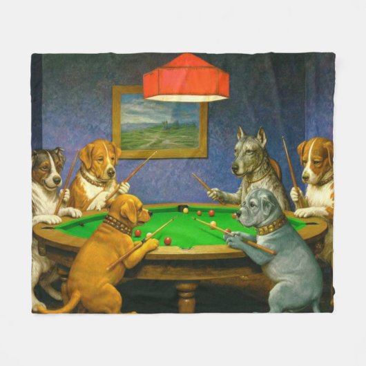Dogs Playing Snooker Billiards Fun Spoof Fleece Deken (Voorkant (Horizontaal))