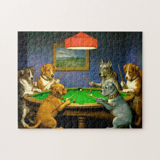 Dogs Playing Snooker Billiards Fun Spoof Legpuzzel (Horizontaal)
