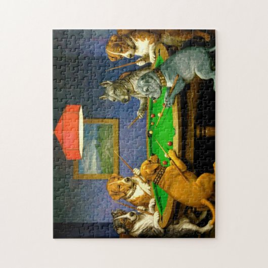 Dogs Playing Snooker Billiards Fun Spoof Legpuzzel (Verticaal)