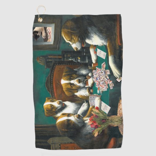 Dogs Plays Mah Jongg Golf Towel Golfhanddoek (Voorkant)
