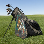 Dogs Plays Mah Jongg Golf Towel Golfhanddoek (Groen)