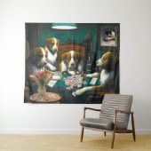 Dogs Plays Mah Jongg Tapestry Wandkleed (In Situ (horizontaal))
