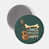 Dogs Plus Ukuleles staat gelijk aan Happy Novelty  Magneet (Voorkant / Achterkant)