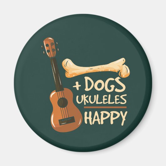 Dogs Plus Ukuleles staat gelijk aan Happy Novelty  Magneet (Voorkant)