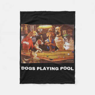 Dogs Pool Art Work Puppy Snooker Pocket Fleece Deken