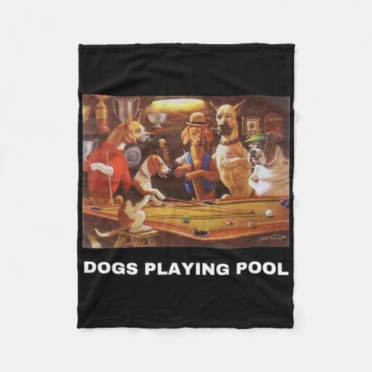 Dogs Pool Art Work Puppy Snooker Pocket Fleece Deken (Voorkant)