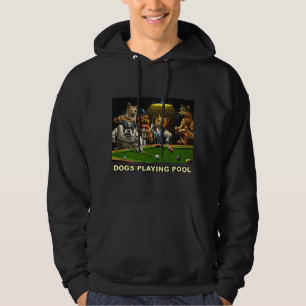 Dogs Pool Art Work Puppy Snooker Pocket Hoodie