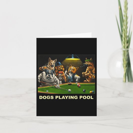 Dogs Pool Art Work Puppy Snooker Pocket Kaart (Voorkant)
