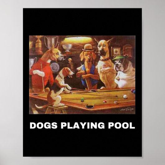 Dogs Pool Art Work Puppy Snooker Pocket Poster (Voorkant)