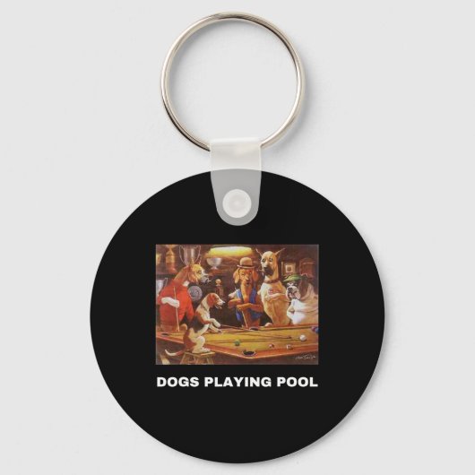 Dogs Pool Art Work Puppy Snooker Pocket Sleutelhanger (Voorkant)