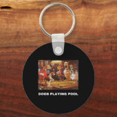 Dogs Pool Art Work Puppy Snooker Pocket Sleutelhanger (Voorkant)