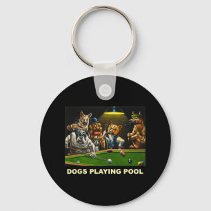 Dogs Pool Art Work Puppy Snooker Pocket Sleutelhanger