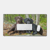 Dogs Puppies Black Lab Chocolate Labrador Retrive Bureaumat (Keyboard & Muis)