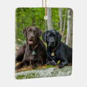 Dogs Puppies Black Lab Chocolate Labrador Retrive Keramisch Ornament (Rechts)