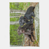 Dogs Puppies Black Lab Chocolate Labrador Retrive Theedoek (Verticaal)