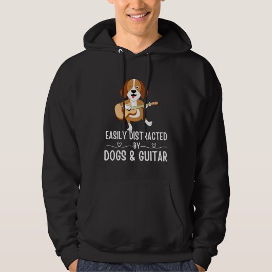 Dogs Quote Easily Distracted by Dogs and Guitar    Hoodie (Voorkant)