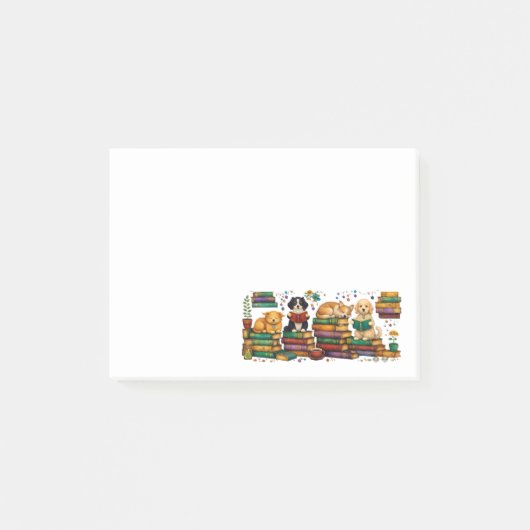 Dogs Reading Books Cozy Library Scene Post-it® Notes (Voorkant)