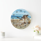 Dog's Relaxing Day in the Beach, Ocean Sand & Sun Grote Klok (Huis)