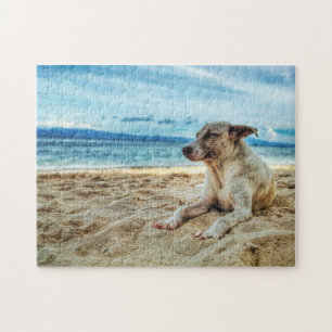 Dog's Relaxing Day in the Beach, Ocean Sand & Sun Legpuzzel