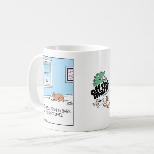 Dog's resolution to bark less is short-lived koffiemok (Voorkant links)