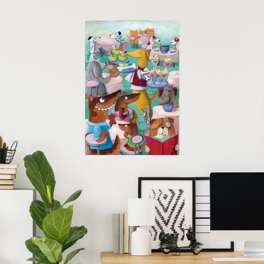 Dogs Restaurant Poster (Thuiskantoor)