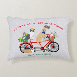 Dogs Riding Bicycle Cadeaus mandje kerstmis Accent Kussen