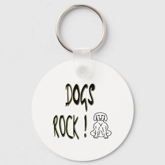 Dogs Rock. Button Sleutelhanger (Voorkant)