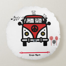 Dogs Rock Hippie Bus Round Pillow Rond Kussen