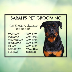 Dogs Rottweiler Pet Grooming Hours Business Raamsticker