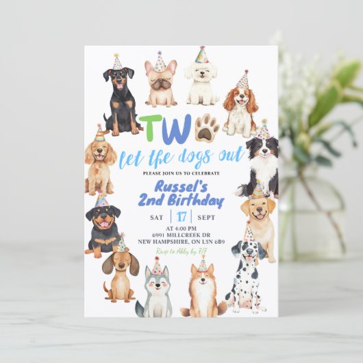 Dogs Second Birthday Kaart (Staand voorkant)