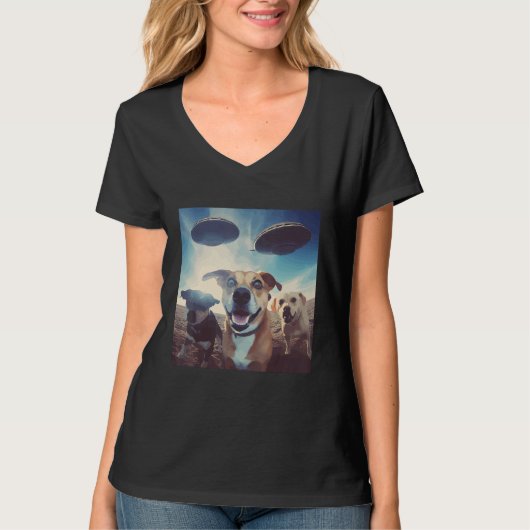Dogs Selfie with UFOs for Dog and UFO T-shirt (Voorkant)