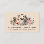 Dogs sitting flowers petshop online store visitekaartje (Voorkant)