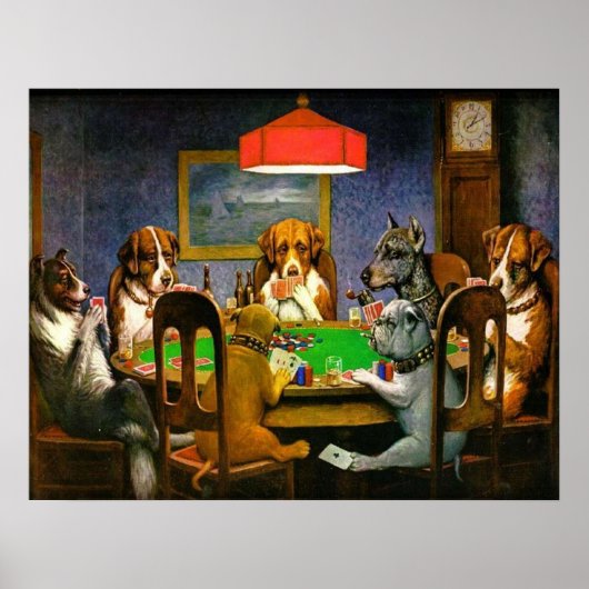 DOGS SPEELT POKER EEN Vriend in nood Cassius Marc Poster (Voorkant)