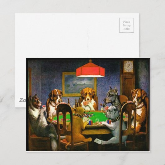 Dogs Spelling Poker Briefkaart (Voorkant / Achterkant)