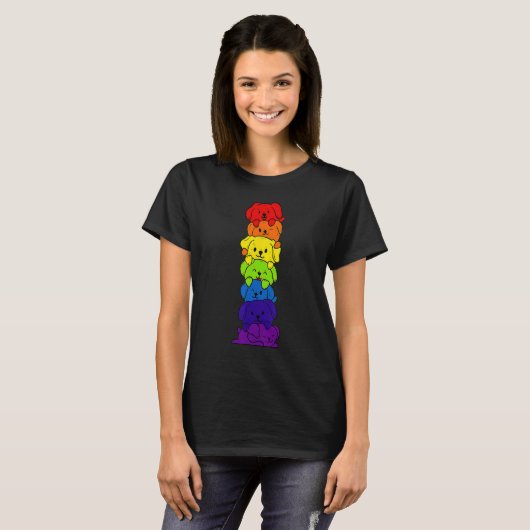 Dogs Stack Rainbow LGBT Gay Les Trans Pride Pet T-shirt (Voorkant volledig)