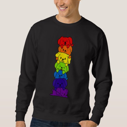 Dogs Stack Rainbow LGBT Gay Les Trans Pride Pet Trui (Voorkant)