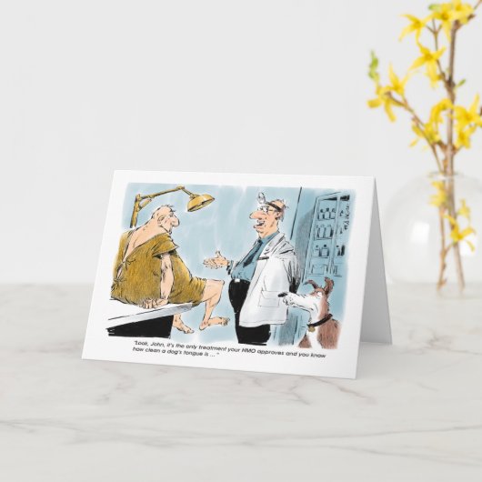 Dog's Tongue Cures All get well card Kaart (Gele Bloem)