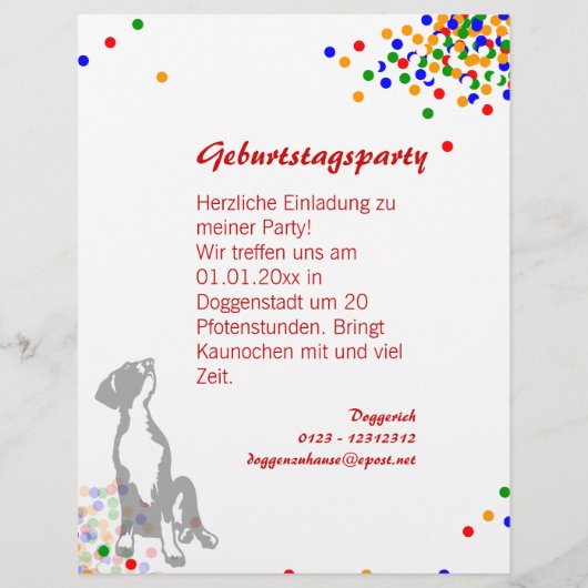 Dogs uitnodiging kinderverjaardag flyer (Achterkant)