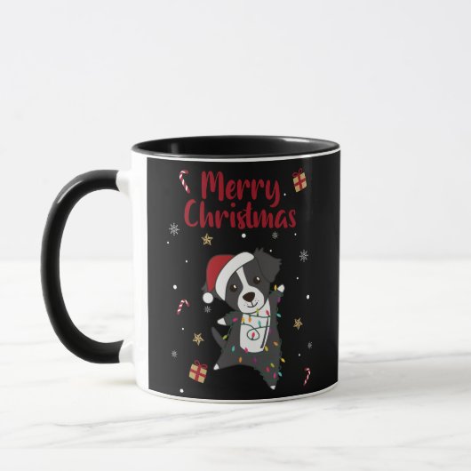 Dogs voor de winter van Collie Kerstmis Mok (Links)