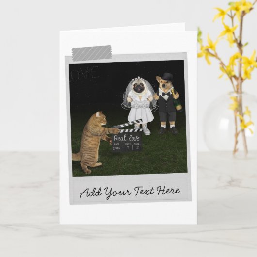 Dogs Wedding Movie Theme Funny Card Kaart (Gele Bloem)