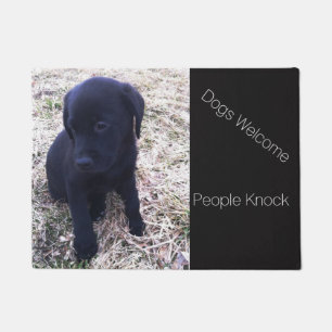 Dogs Welcome People Knock Black Labrador Puppy Deurmat