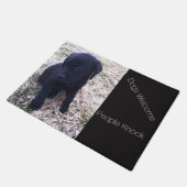 Dogs Welcome People Knock Black Labrador Puppy Deurmat (Schuin)
