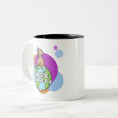 Dog's wereld met cirkels tweekleurige koffiemok (Voorkant links)