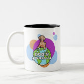 Dog's wereld met cirkels tweekleurige koffiemok (Links)