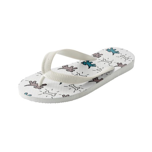 Dogs White Botten Graffiti Style Kinder flip flop  (Schuin)