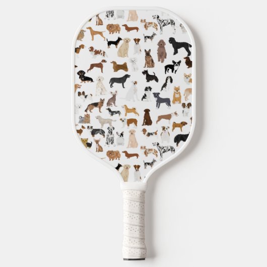 Dogs White Pickleball Paddle (Voorkant)